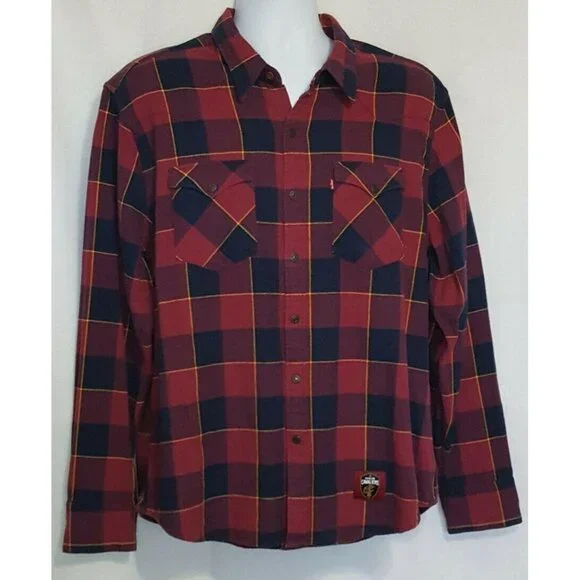 Levi's NBA Cleveland Cavaliers Gridiron Flannel Plaid Shirt Men Size Extra Large - Picture 2 of 10